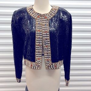 Gorgeous silk pearl, stone & sequin jacket